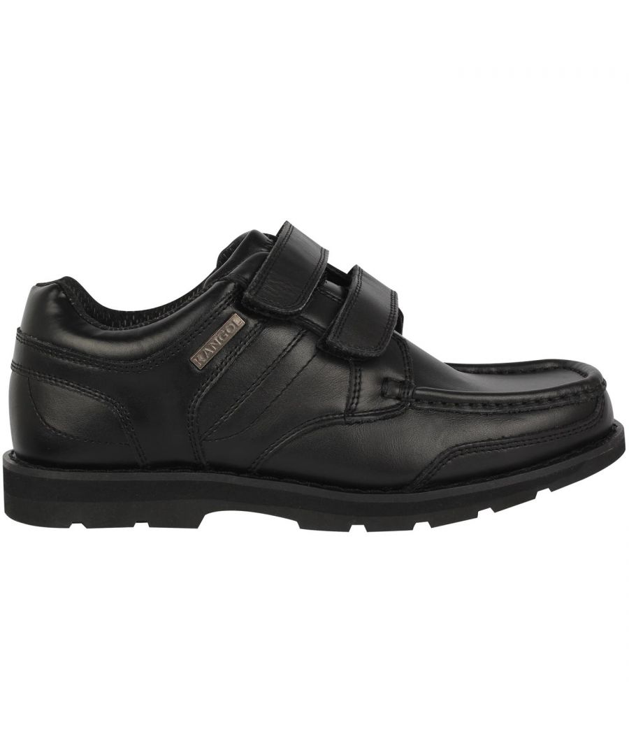 Kangol Harrow Strapped Shoes Juniors The Kangol Harrow Strapped Shoes provide a great look thanks to the slip on design and dual hook and loop tape overlay fastening, coupled with a leather construction. These school shoes also benefit from a thick, durable and gripped sole for increased traction on a range of surfaces - finished with a cushioned insole, padded shaped ankle collar and Kangol branding. > Kids shoes > Slip on design > Dual hook and loop tape overlay fastening > Leather construction > Thick, durable and and gripped sole > Cushioned insole > Padded shaped ankle collar > Kangol branding > Upper: leather. Inner: textile. Sole: synthetic > Wipe clean