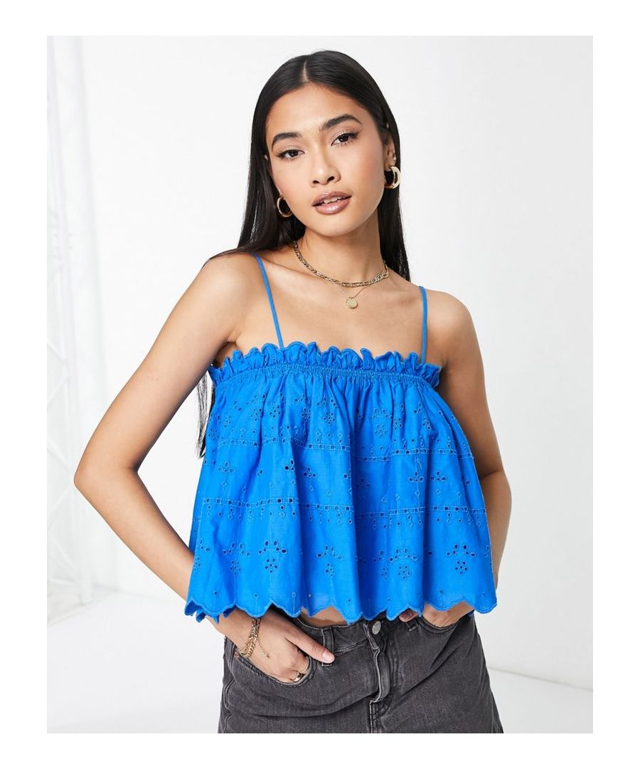 Top by Topshop Waist-up dressing Square neck Adjustable straps Cropped length Regular fit  Sold By: Asos