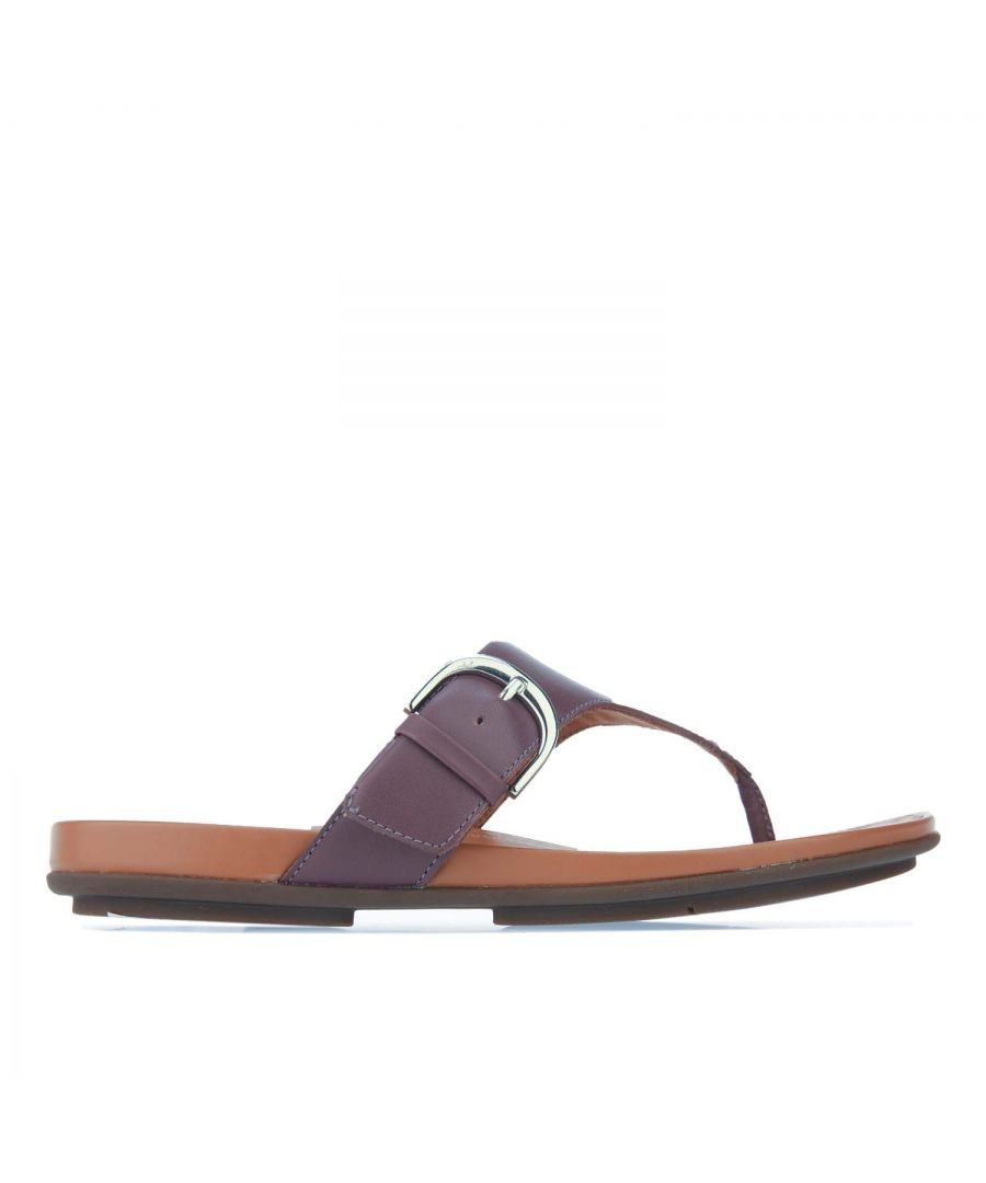 Womens Fitflop Gracie Leather Toe- Post Sandals in purple.- Leather upper.- Slip on closure.- Shiny statement adjustable buckle.- Anatomically contoured footbeds.- High-rebound Dynamicush™ cushioning.- Light supersvelte soles.- Durable  slip-resistant rubber outsole.- Leather upper  Leather lining.- Ref.: DE6889