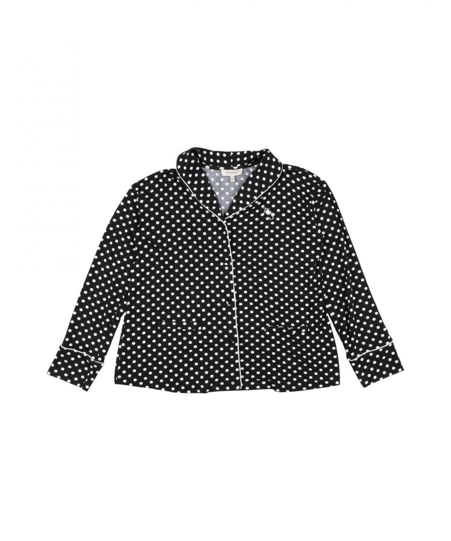 hand wash, dry cleanable, iron at 110° c max, do not bleach, do not tumble dry, jersey, embroidered detailing, logo, polka-dot, long sleeves, lapel collar, no pockets, front closure, button closing, stretch