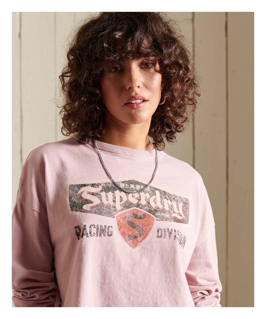 Image for SUPERDRY Boho Graphic Cropped Long-Sleeved Top