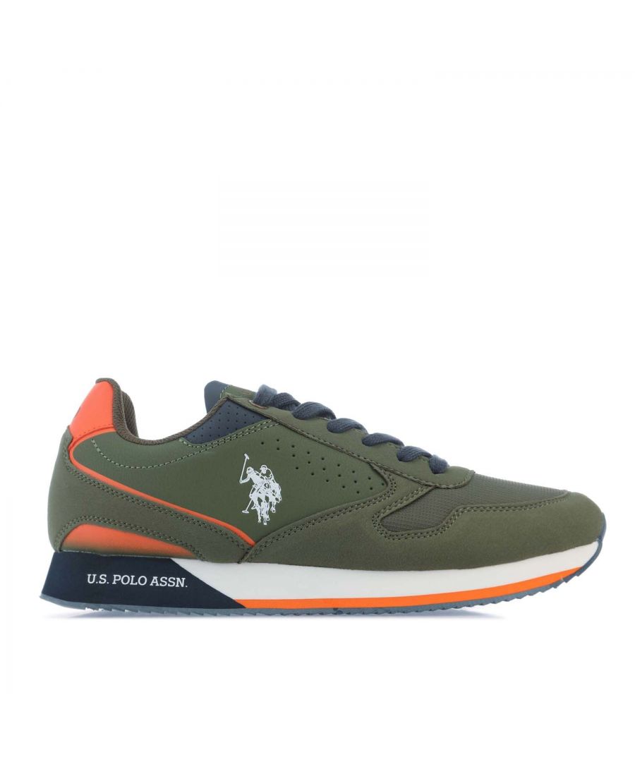 Mens US Polo Assn Nobil Nylon Suede Trainers in green.- Mesh upper.- Lace fastening.- Rounded cap.- Brand logo.- Suede effect.- Coated fabric.- Two-tone.- Rubber cleated sole.- Textile upper  Textile lining  Synthetic sole.- Ref: NOBIL003MMIL0.738  china