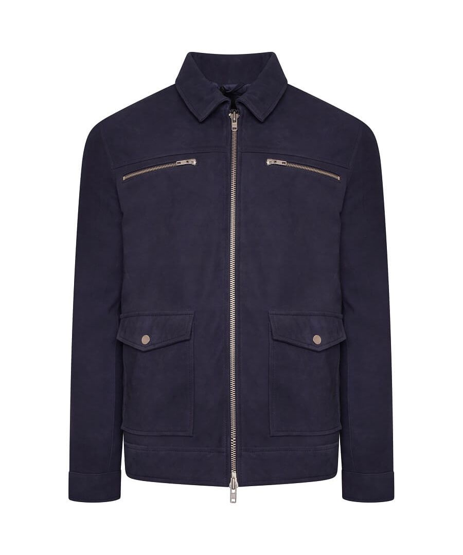 Say hello you your new favourite jacket. This sheep suede harrington from Barneys Originals is an every day style staple. Soft and durable, this jacket comes in a rich navy colour that is easy to style with your daily dress code. With four outer zip pockets on the front of the jacket, this piece has a utility twist that is hard to miss. You'll be reaching for this jacket daily.