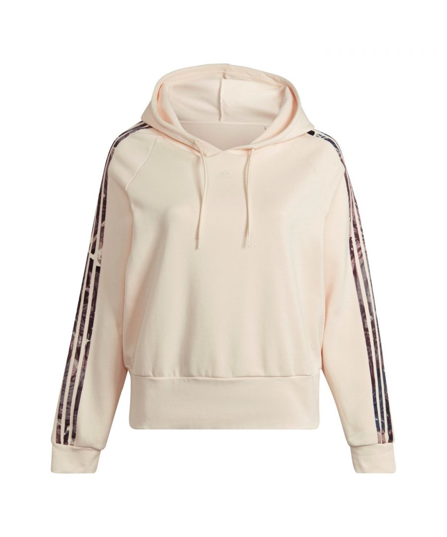 adidas 3 Stripe Hoodie Womens - Cut in an oversized style with long sleeves that extend into ribbed cuffs for a precise fitting, the hoodie also comes styling a drawstring adjustable hooded neckline and a soft cotton blend composition with a brushed back lining for added comfort.