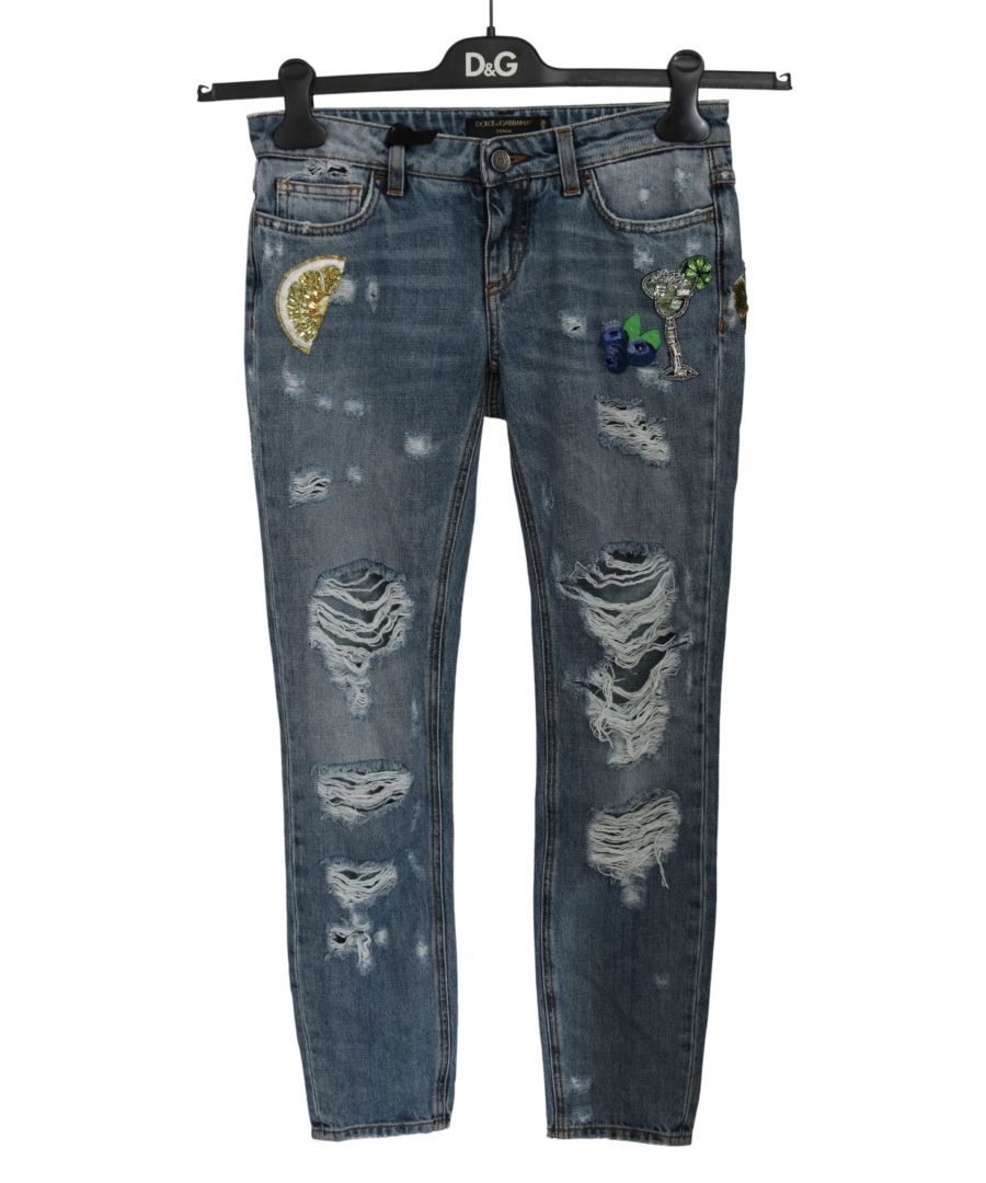 Image for Dolce  Gabbana Blue Ripped PRETTY Trouser Cotton Jeans
