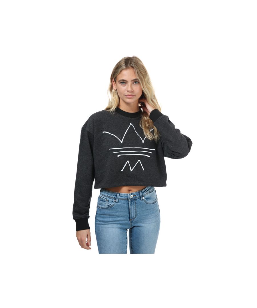 Womens adidas Originals R.Y.V. Crew Sweatshirt in black marl.- Round neck.- Long sleeves.- Elastic cuffs.- Embroidery on the front.- Cropped fit.- Main Material: 70% Cotton  30% Polyester (Recycled). Rib Part: 95% Cotton  5% Elastane. Machine washable.- Ref: GN4347