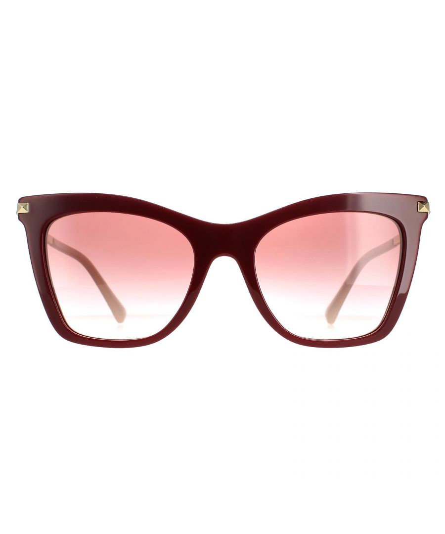 Valentino Cat Eye Womens Bordeaux Pink Gradient VA4061  VA4061 are a flattering and feminine cat eye style with a chunky frame front and slender metal studded temples.
