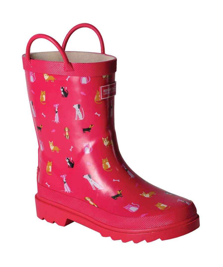 Image for Regatta Boys Puddleduck Welly Printed Full Rubber Wellington Boots