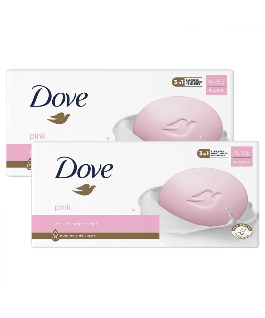 Dove Womens Pink Beauty Cream Bar for Soft & Smooth Skin, Moisturising 6x90g, 2pk - One Size