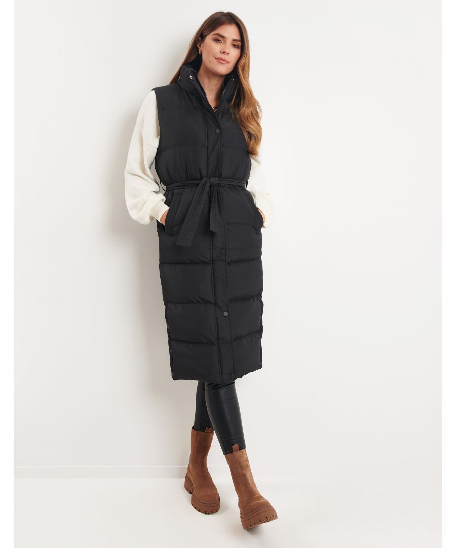 Image for 'Margot' Longline Padded Gilet With Tie Waist