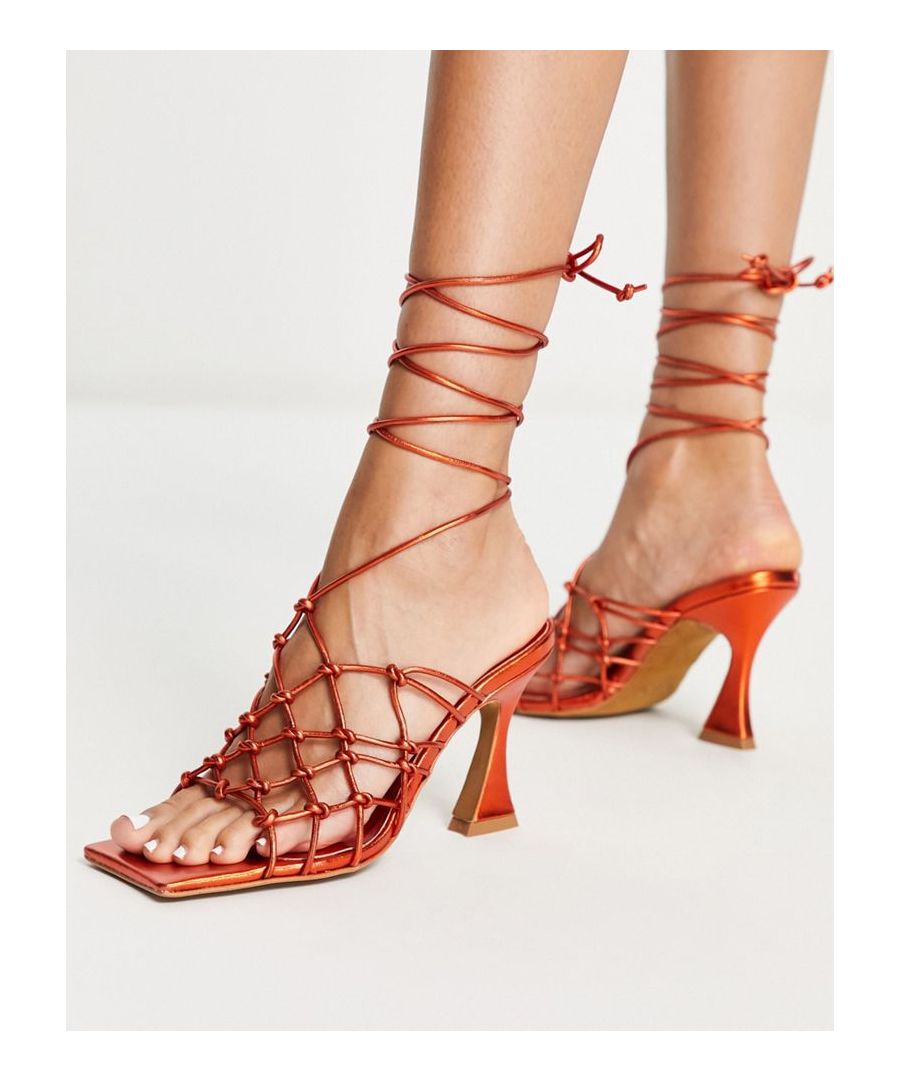 Sandals by Topshop Love at first scroll Tie-leg design Open toe High flared heel Sold by Asos