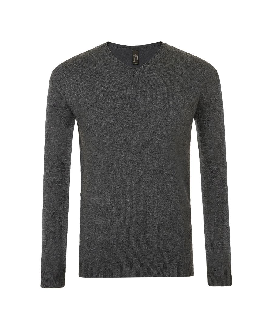 Image for SOLS Mens Glory V Neck Sweater (Charcoal Marl)
