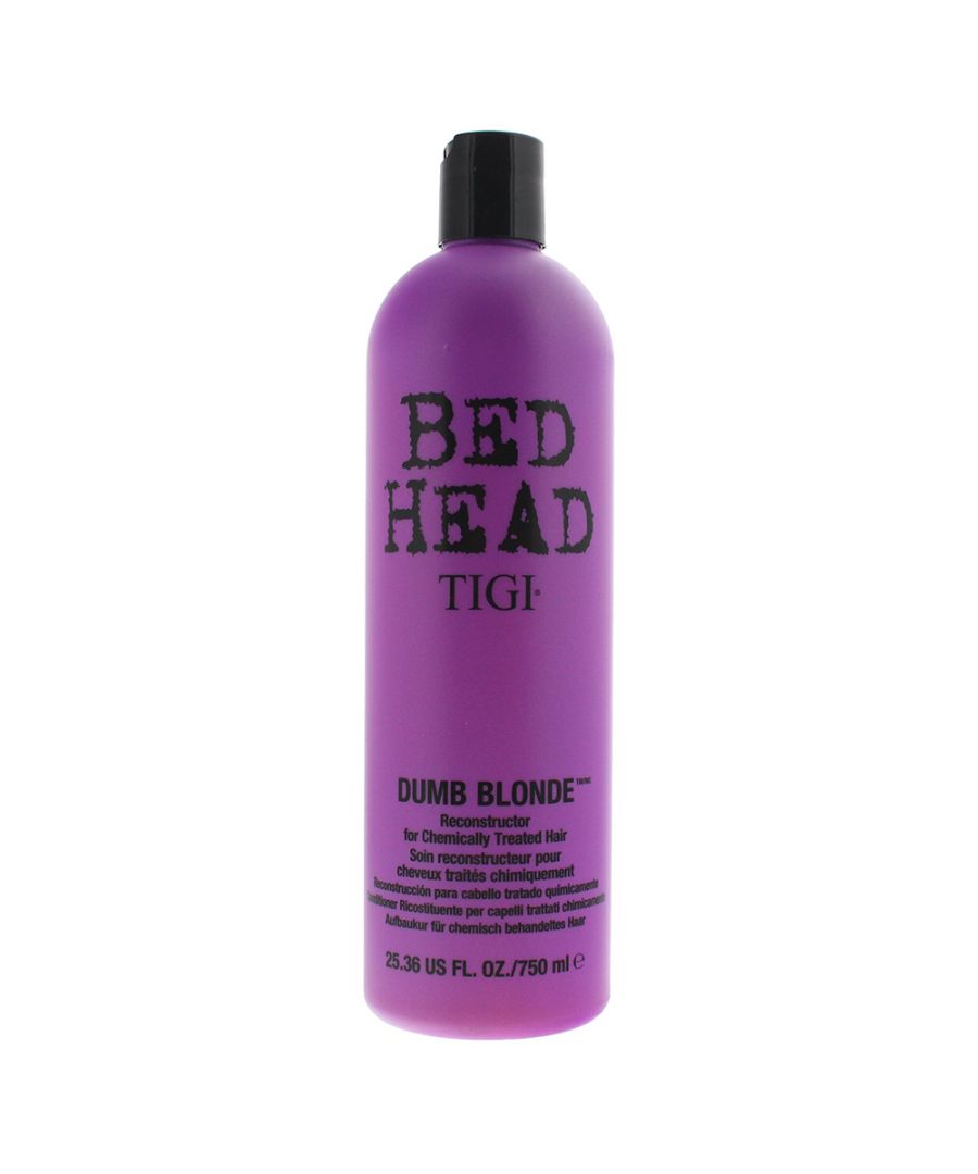 Tigi Bed Head Dumb Blonde Conditioner is a conditioner that has been designed to leave hair feeling revived and nourished. The conditioner is packed with proteins which helps to balance the pH of the hair and deeply penetrates the hair to inject hydration and strength. The conditioner is intense but but the formula is lightweight and delicate to fragile hair, protecting it, thickening it and repairing it. The formula contains Keratin amino acids, soybean protein and pro Vitamin B5, which work to moisturise, repair and condition the hair.