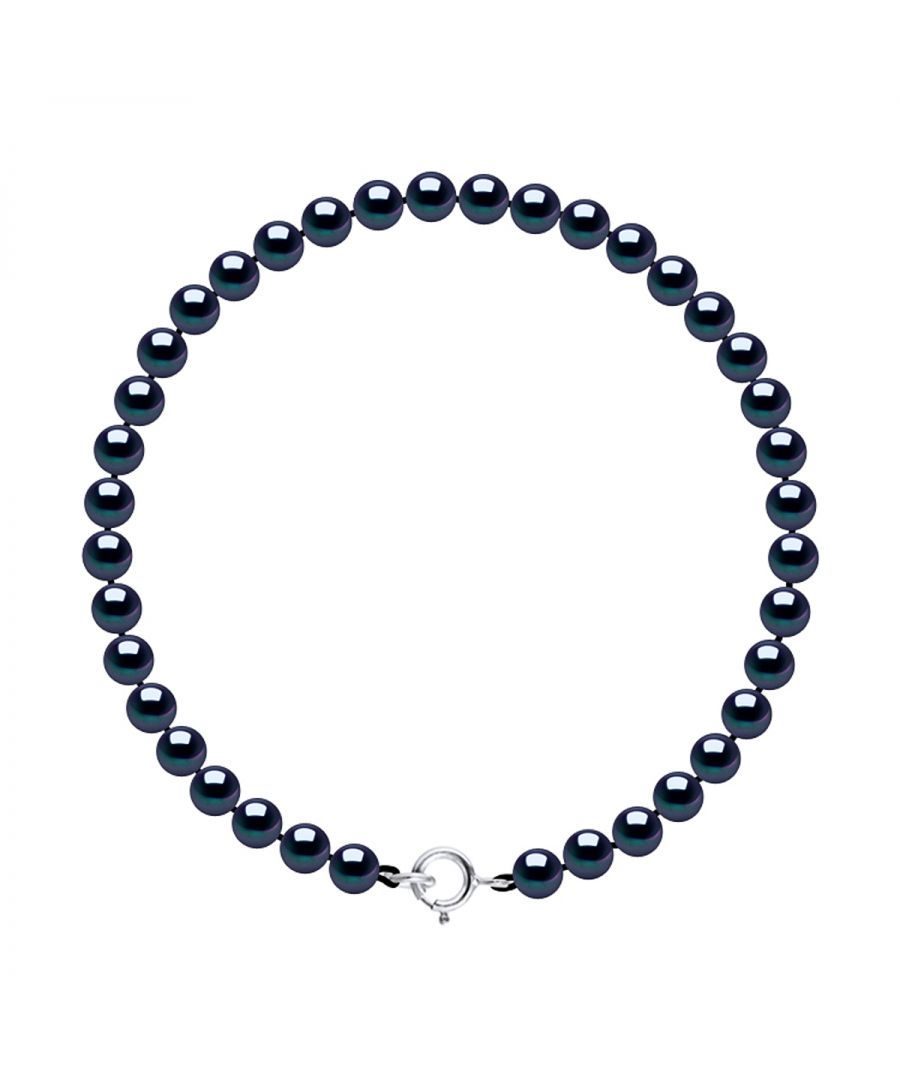 Image for DIADEMA - Bracelet - Real Freshwater Pearls - Black - White Gold