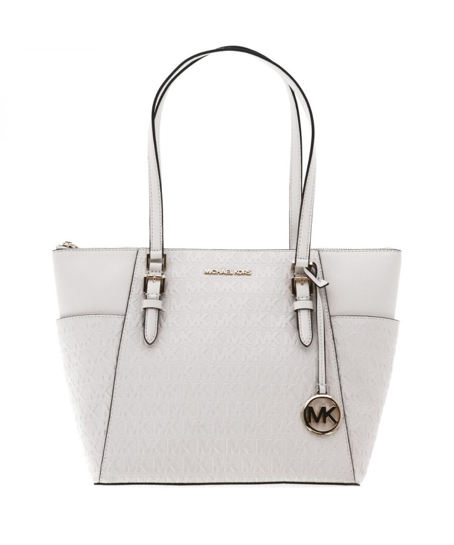 Brand: Michael Kors Gender: Women Type: Bags Season: Spring/Summer PRODUCT DETAIL • Color: white • Fastening: with zip • Pockets: inside pockets • Size (cm): 27x35x11 • Article code: 35T0GCFT3Y COMPOSITION AND MATERIAL • Composition: -100% leather. straps:with-straps. material:leather. type:tote. occasion:beach. gender:womens. pattern:plain