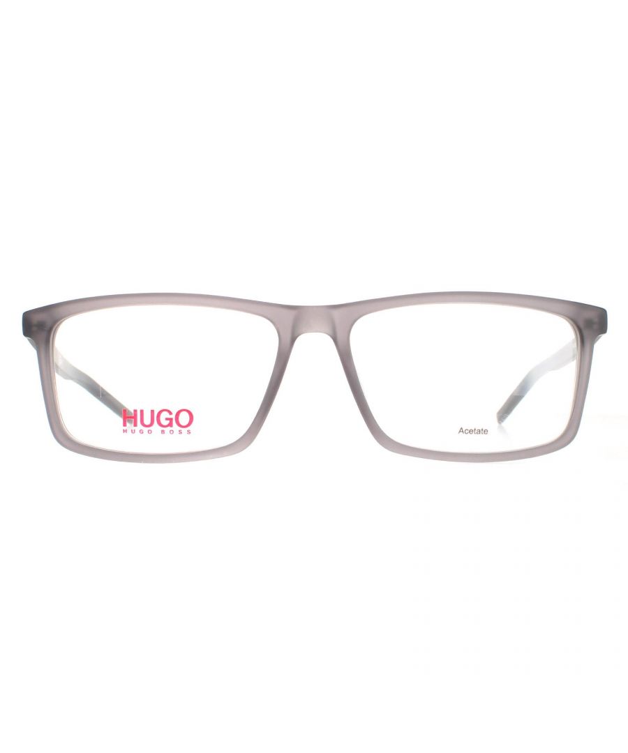 Hugo by Hugo Boss Square Mens Matte Grey  HG 1025  Glasses are a simple square style crafted from lightweight acetate. The Hugo Boss logo features on the slender temples for authenticity.