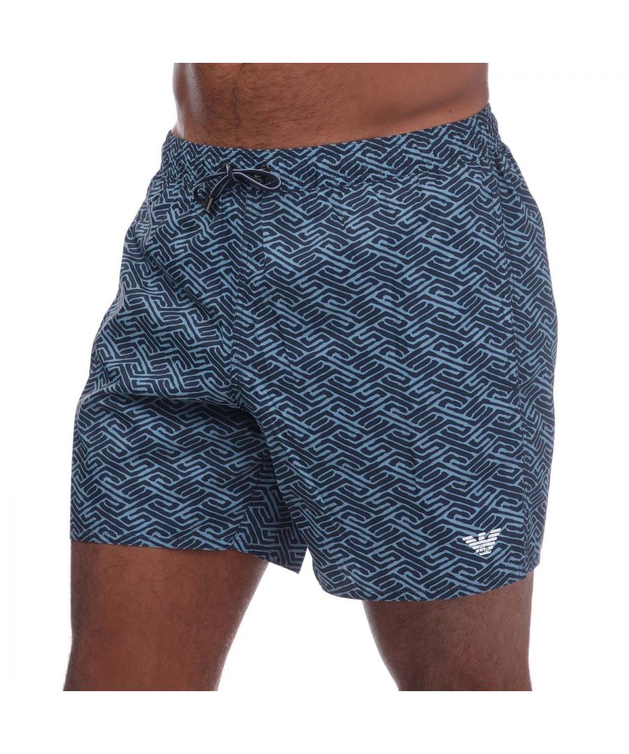 Armani Mens Woven Swim Boxers in Blue - Size X-Small