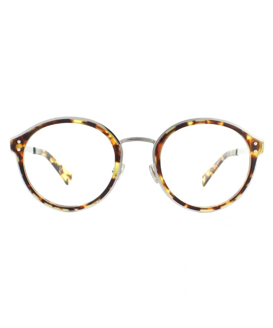 Dior Glasses Frames Dior Exquise O3 EPZ Yellow Red Havana Women  are an elegant round full rim style for women crafted from metal with a layer of coloured acetate over the frame front. Adjustable nose pads and plastic temple tips ensure a comfortable fit for all day wear.
