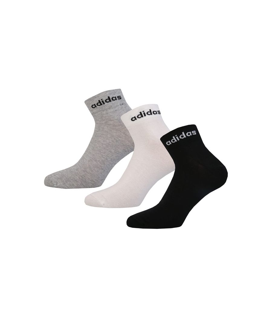 Image for Men's adidas 3 Pack Non-Cushioned Ankle Socks in Black-White