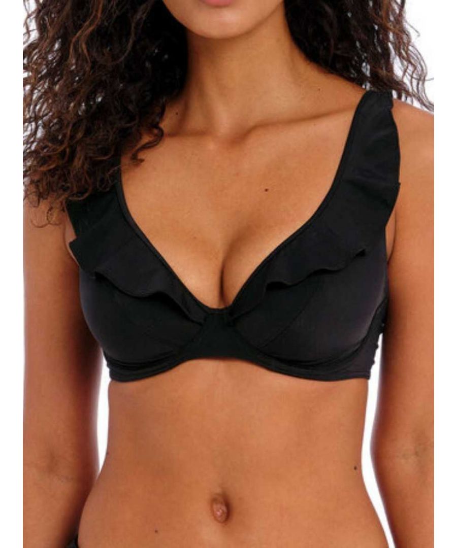 Freya Womens Jewel Cove High Apex Bikini Top - Black Nylon - Size 34F