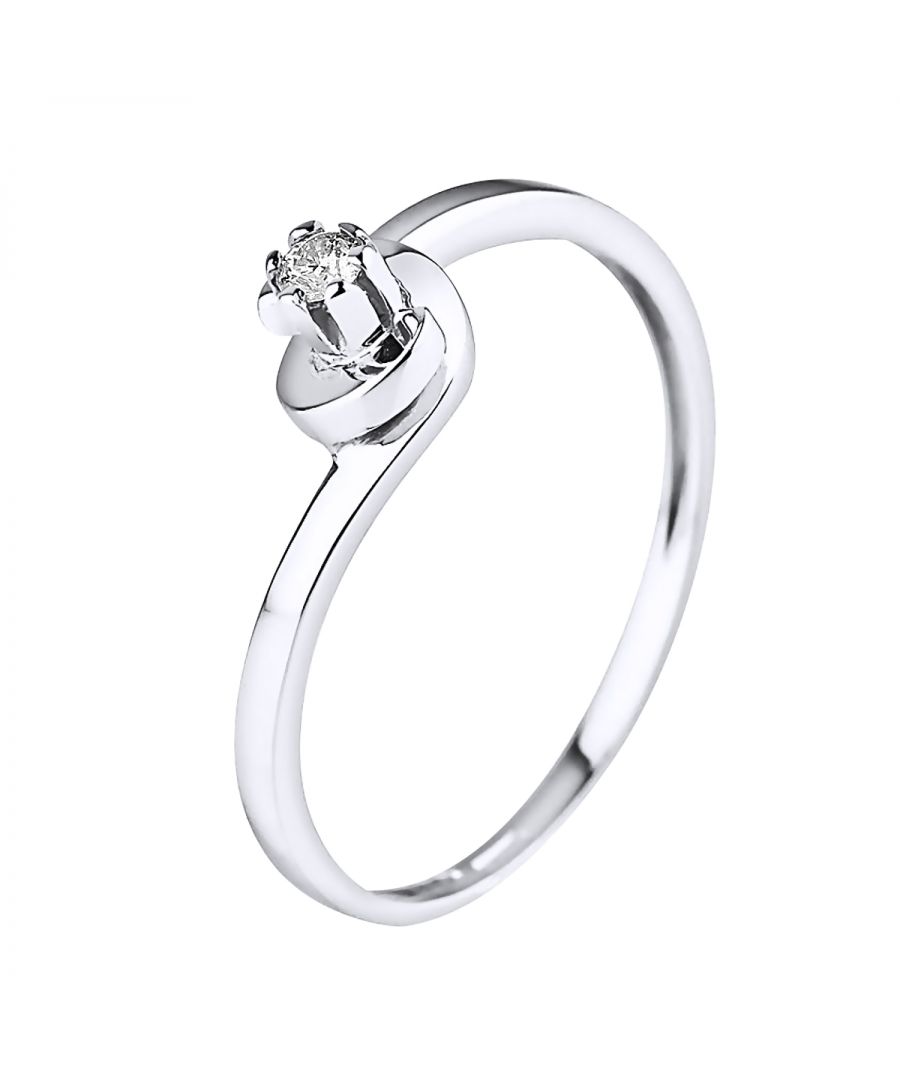 Solitaire Ring Diamanten 0.040 Cts (1 x 0040 CTS) - Quality HSi (Color H - Quality Si1) - Grootte Glossy - Serti 5 Claws - Verkrijgbaar vanaf maat 48 tot Size 60 - White Gold 750 duizendste (18K) - Garantie 2 jaar tegen defecten in vakmanschap - wordt geleverd in een zaak met een certificaat van echtheid en een Internationale Garantie - Al onze juwelen zijn gemaakt in Frankrijk.