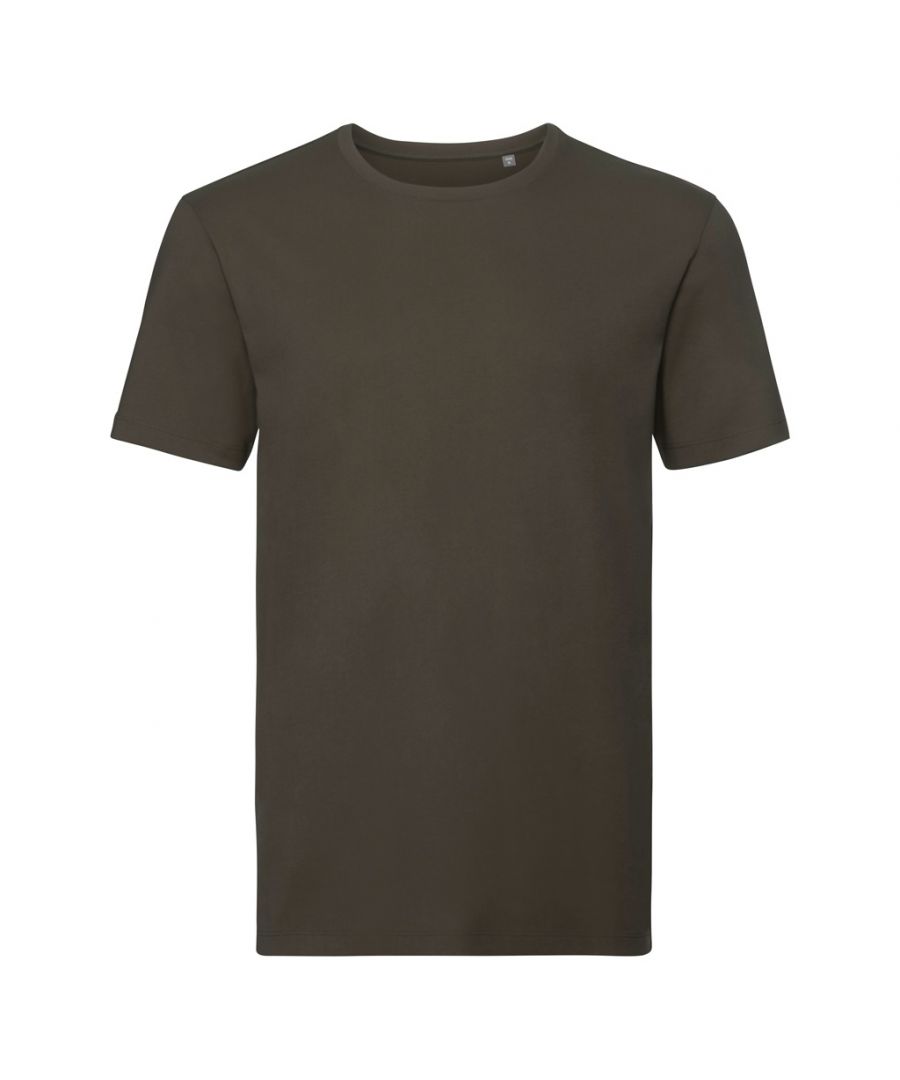 Russell Athletic Mens Authentic Pure Organic T-Shirt (Dark Olive) - Size Large