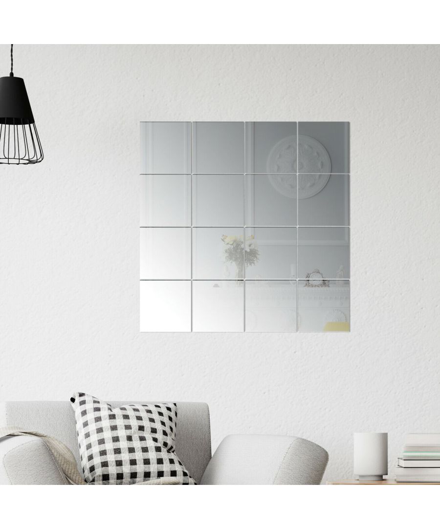Image for Square Mirror Wall Art 16pcs  Self Adhesive DIY Wall Art, Wall Art Living Room, Mirror Wall Art