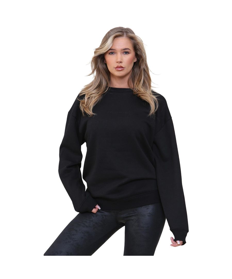 Kruze By Enzo Womens Oversized Sweatshirt - Black Cotton - Size X-Large