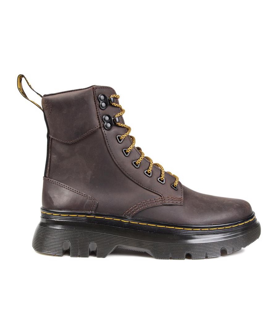 The Brown Dr Martens Wyoming Is An Ankle Boot With A Premium Leather Upper And Genuine Leather Lining For Extra Comfort. This Boot Has The Legendary Yellow Stitch Detailing, The Dr. Martens Pull Tab And D-ring Top Eyelets, A Thick, Stacked Sole And Is Finished Off With The Iconic Air-cushioned Airwair Sole.