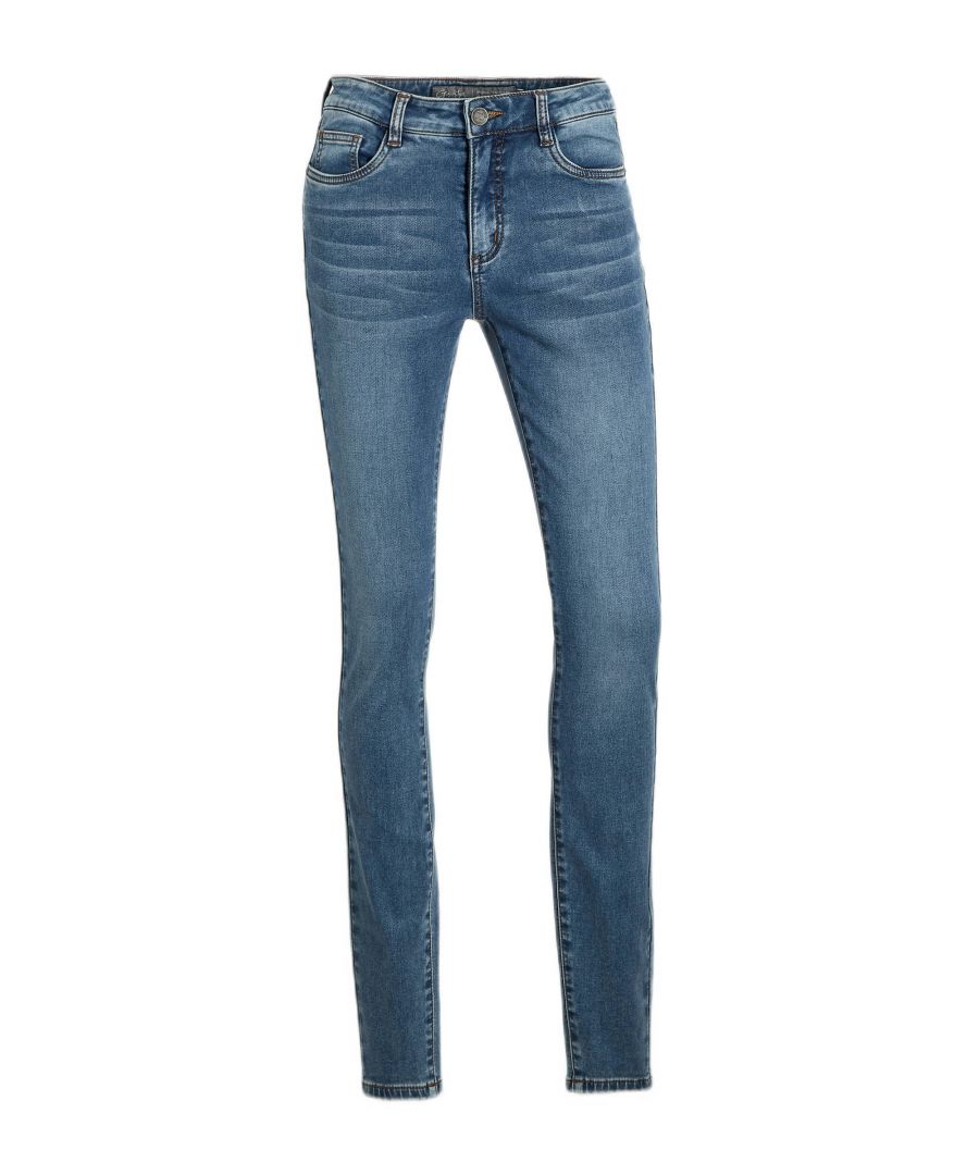 Deze skinny fit jeans voor dames van Geisha is gemaakt van stretchdenim. Dit 5-pocket model heeft een rits- en knoopsluiting.details van deze jeans:5-pocket