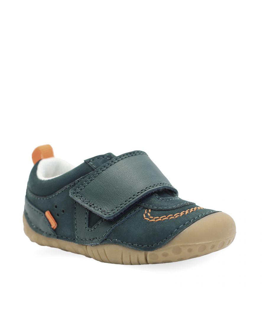 Our sturdy Shuffle pre-walker shoes are specifically designed for boys’ chubby feet, made using the softest of leather uppers, padded ankles and cushioned insoles to protect little feet as they start to move and explore. A wide single riptape fastening keeps feet firmly in place whilst being easy to adjust for a precision fit. Feet also stay fresh in breathable nubuck/leather mix uppers and mesh linings, and an ultra-flexible lightweight sole allows uninhibited movement and maximum sensory feedback.