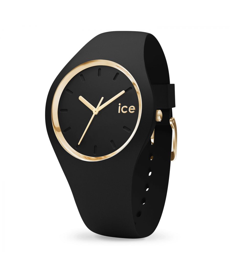 This Ice Watch Glam Analogue Watch for Women is the perfect timepiece to wear or to gift. It's Black 34 mm Round case combined with the comfortable Black Silicone watch band will ensure you enjoy this stunning timepiece without any compromise. Operated by a high quality Quartz movement and water resistant to 10 bars, your watch will keep ticking. Classic and charming  watch perfect for every occasion High quality 19 cm length and 14 mm width Black Silicone strap with a Buckle Case diameter: 34 mm,case thickness: 8 mm, case colour: Black and dial colour: Black