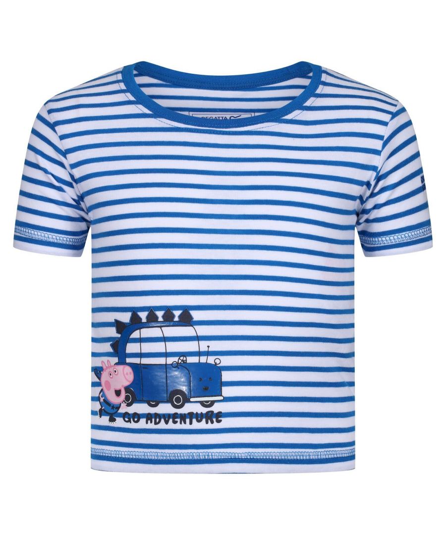 regatta childrens unisex childrens/kids peppa pig contrast striped t-shirt (imperial blue/white) - multicolour cotton - size 12-18m