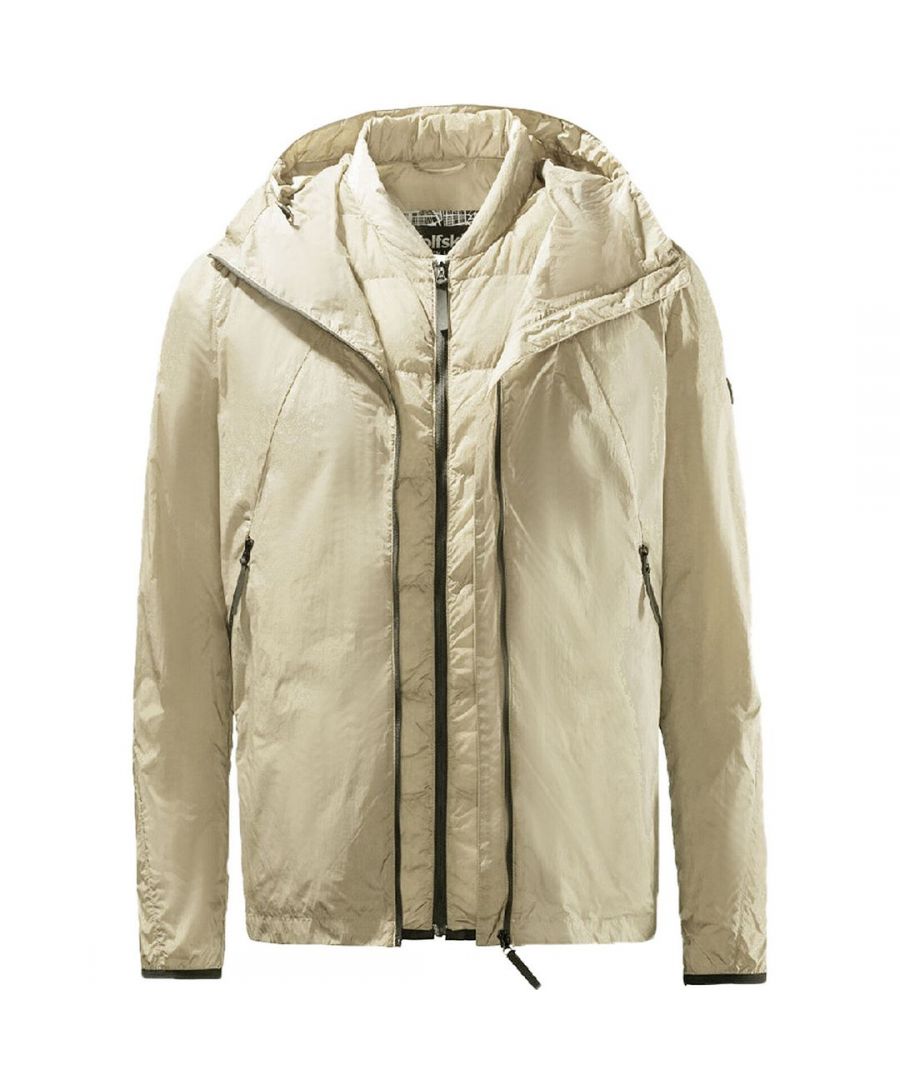 Jack Wolfskin 2in1 Packable Long Sleeve Zip Up Cream Sun Mens Jacket 1306031 5070