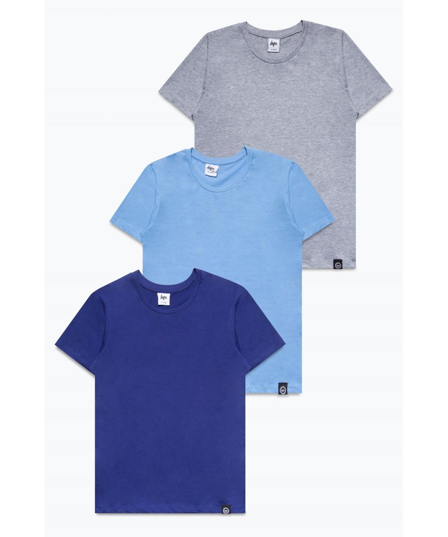 Image for HYPE THREE PACK BLUE & GREY KIDS T-SHIRTS
