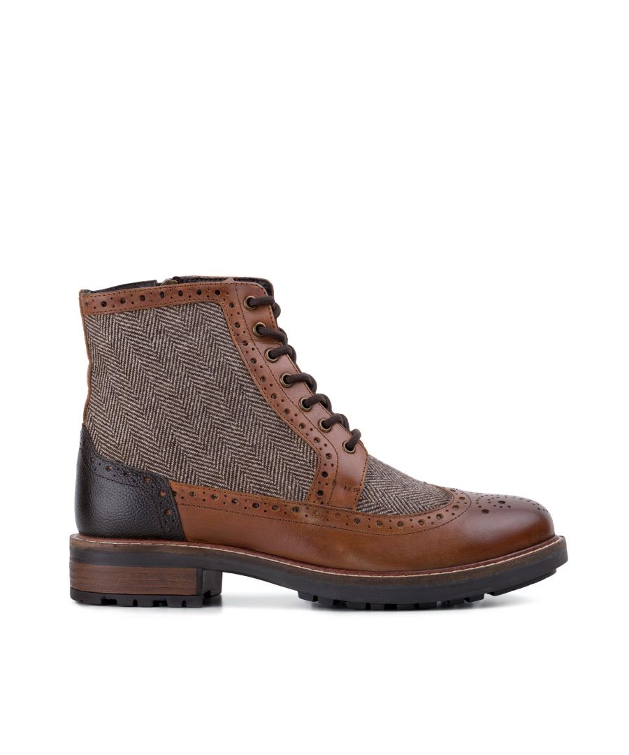 Image for Redfoot Mens Redfoot Gray Tan Leather Twill Boot