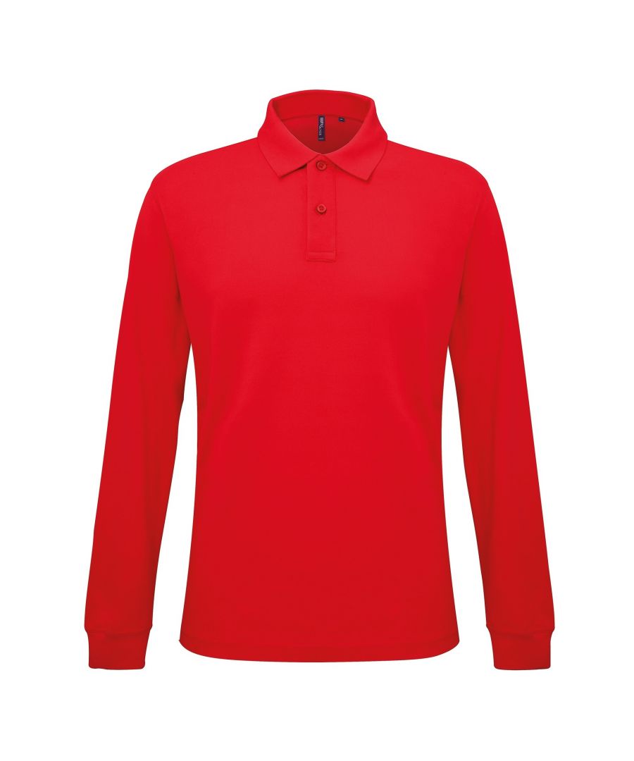 Asquith & Fox Heren Klassieke Pasvorm Poloshirt met lange mouwen (Klassiek rood)