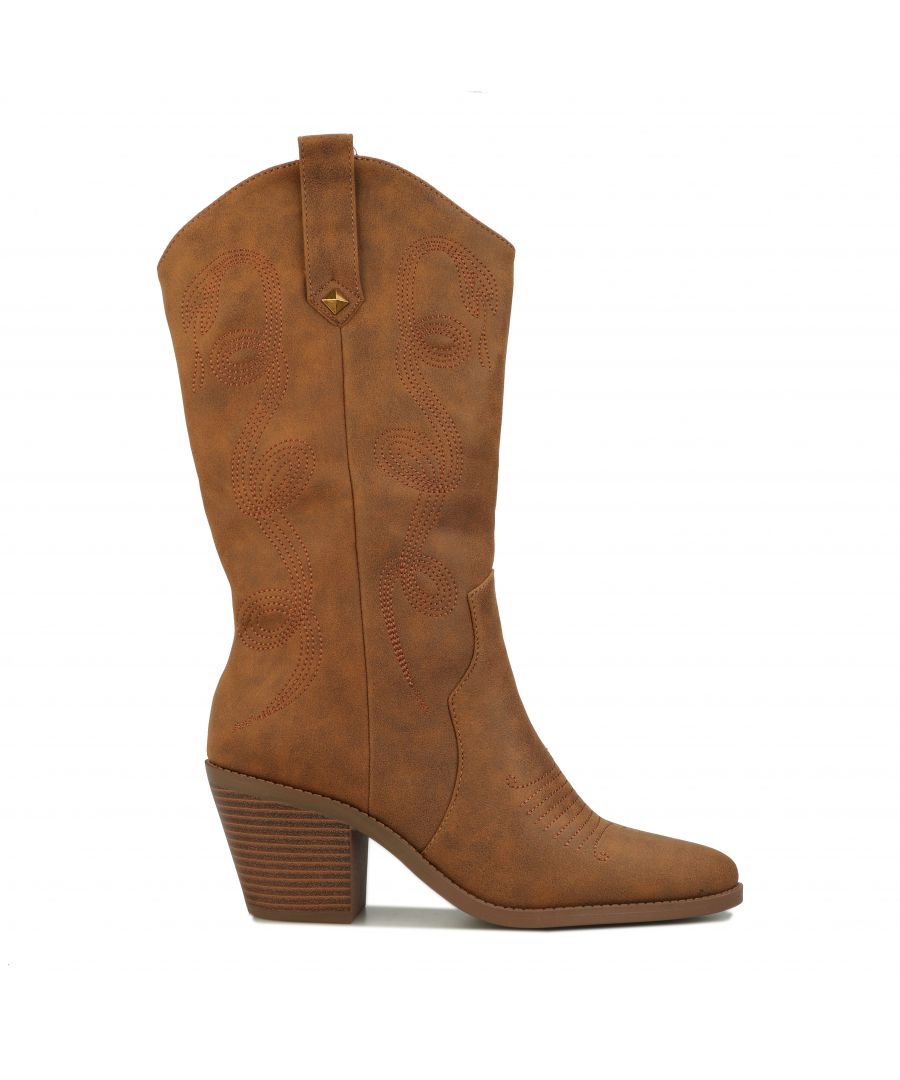 Women's Rocket Dog Feria Cowboy Boots in Walnut