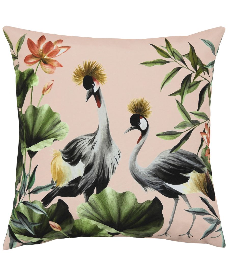 Upgrade your outdoor space with the Cranes cushion. Complete with a fully reversible design, so you get two looks in one. This colourful tropical style will instantly freshen up your garden.