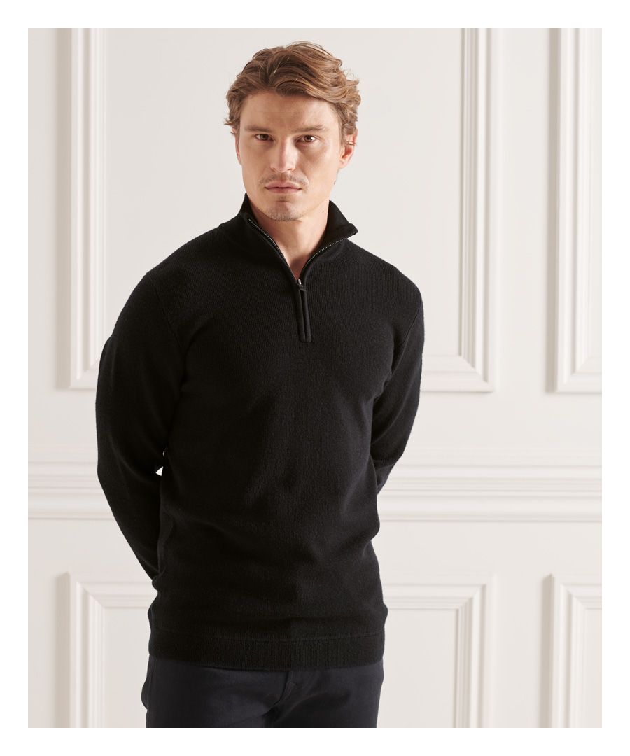 Superdry Studios trui van merinowol met Henley-kraag