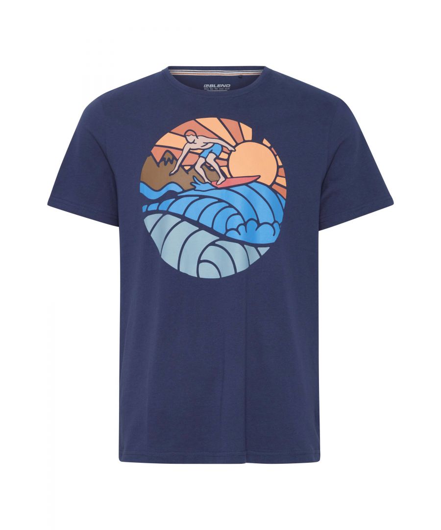 Blend regular fit T-shirt met printopdruk dress blues