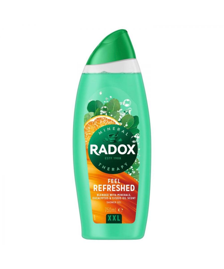 RADOX Mineral Therapy Feel Refreshed Shower Gel contains the awakening scent of eucalyptus mixed with the zesty tang of citrus oil to make you feel delightfully refreshed. Our reviving body washes infused with eucalyptus and citrus oil scent are enriched with 4 minerals and RADOX's unique blend of 13 herbs that activates in hot water. As it cleanses your body, this bath product from RADOX makes you feel refreshed and energized in an uplifting shower experience\n\nKey Features: \nRADOX Mineral Therapy Feel Refreshed Shower Gel provides a refreshing shower experience that revives your senses\nOur energizing shower gel for women is made with a unique blend of herbs and minerals which activates with hot water to cleanse and revive you\nInfused with the crisp eucalyptus scent of fresh, forest air, mixed with the zesty aroma of citrus oil, RADOX Feel Refreshed shower gel leaves your skin feeling refreshed and cleansed\nOur invigorating shower gel is suitable for daily use, simply squeeze it out, lather on the body, and indulge in an uplifting shower experience\nA pH skin-neutral shower gel which is suitable for all skin types\nOur refreshing body wash is pH neutral and suitable for all skin types\n\nHow to Use: For best results in the shower, squeeze out the refreshing shower gel and lather on the body. RADOX shower gels rinse off easily, leaving your skin feeling fresh and clean.\n\nSafety Warning: Avoid contact with eyes. If contact occurs, rinse thoroughly with water.