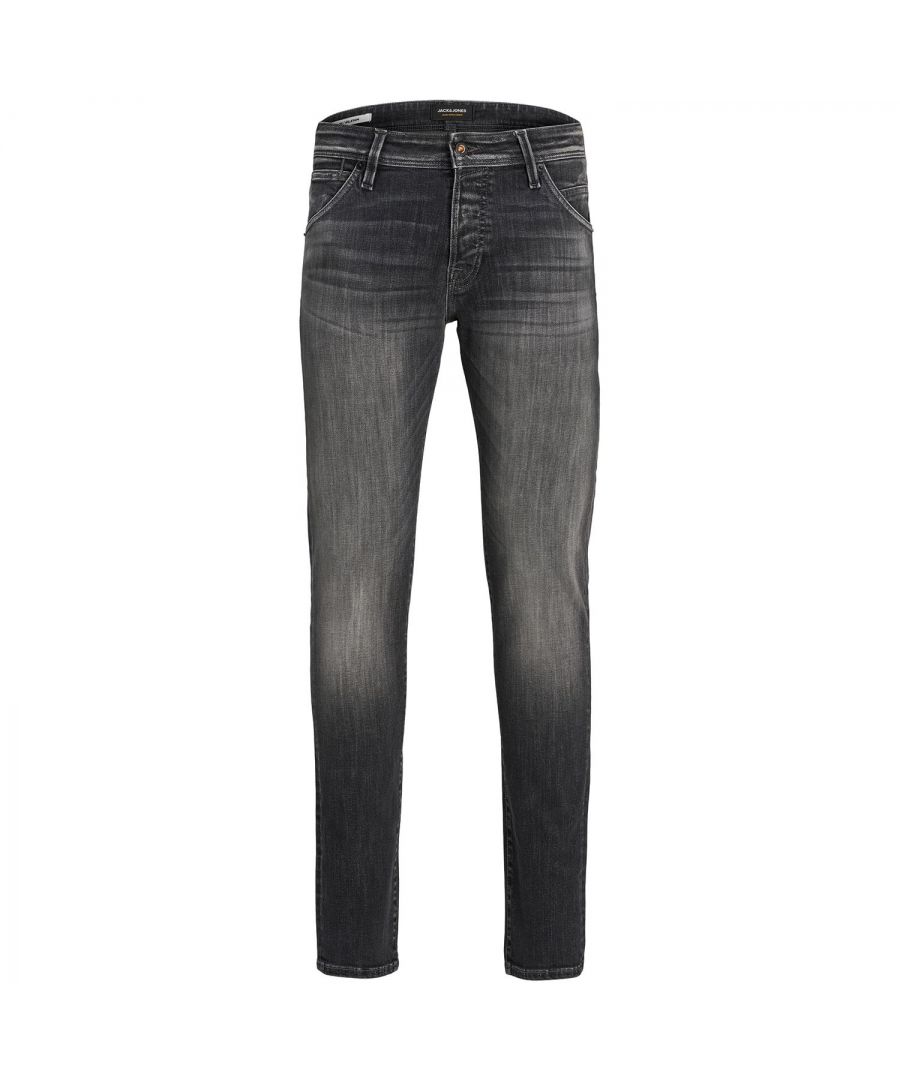 For that urban edge look, look no further than this pair of slim-fit biker jeans from Jack & Jones. High on street style edginess, make a statement in this pair teamed with a tee and cool biker jacket!\n\nSlim Fit Glenn: Glenn is an updated slim fit with a tapered leg. The fit is narrow and leans through the thigh without feeling tight, and it always comes with stretch. Glenn is for the guy who likes his jeans slim, not skinny.\nFox Styling: Fox is the upbeat cousin to classic five-pocket jeans. It’s got all the familiar features, but the design and detailing is a little more playful; the front pockets are slanted, the back pockets are pointy, and it’s got a square rivet on the coin pocket.\nSuper Stretch 50%: Super Stretch is denim that stretches 1.5 times its actual size. The high amount of stretch makes it a comfortable experience to wear skin-tight jeans. And you don’t have to worry about jeans that get saggy once you’ve worn them a few times. The special yarn spun from a unique mix of cotton, polyester, and elastane gets rid of that concern.\n\nFeatures:\nSlim-fit for a sleek, modern silhouette\nFive-pocket jeans with cutting-edge styling\nButton fly\nSuper Stretch 50% stretches 1.5x its actual size\n\nSpecifics:\nMaterial: 91% Cotton, 7% Polyester, 2% Elastane\nProduct Code: 12175890\n\nWashing Instruction:\nMachine wash at 30°C\nTumble dry on low heat settings\n\nIron Temp: On medium heat setting\n\nNote: Do not bleach, Dry clean (no trichloroethylene)\n\nPackage Includes: Jack&Jones Glenn Fox Slim Fit Jeans (Black Denim) Select your Size