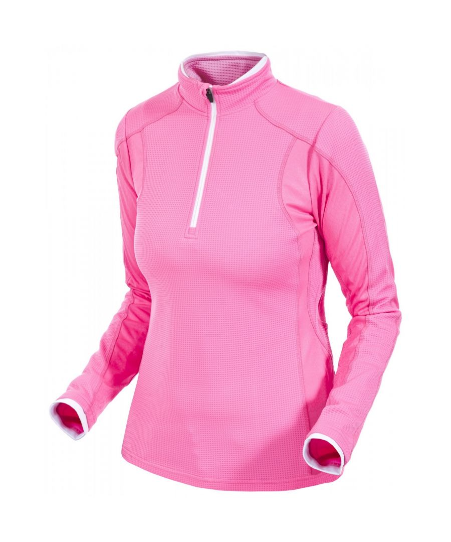 1/2 zip neck. Long sleeves. Contrast printed panels. Reflective prints. Wicking. Quick dry. 100% Polyester. Trespass Womens Chest Sizing (approx): XS/8 - 32in/81cm, S/10 - 34in/86cm, M/12 - 36in/91.4cm, L/14 - 38in/96.5cm, XL/16 - 40in/101.5cm, XXL/18 - 42in/106.5cm.