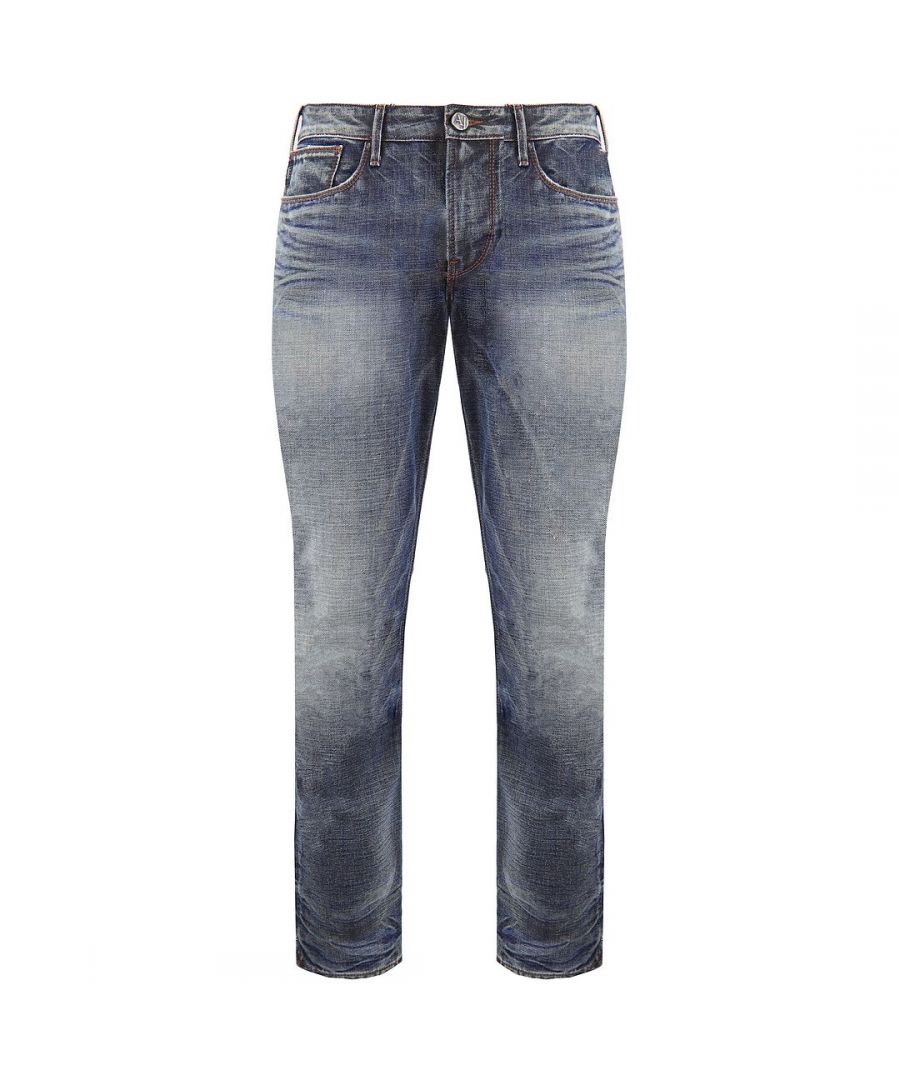 armani jeans j06 slim fit mens denim - blue cotton - size 32w/32l