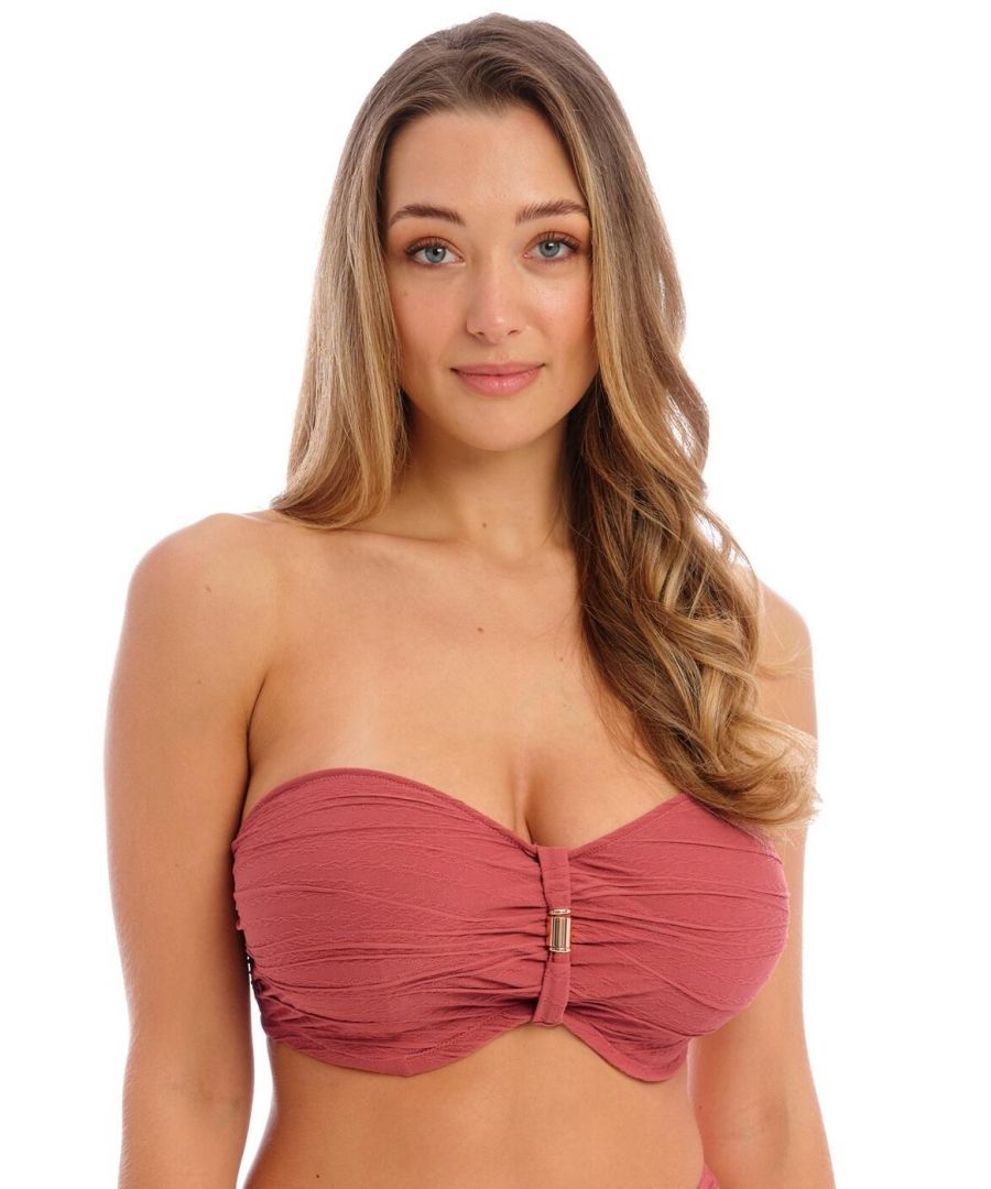 Fantasie Womens 502210 Beach Waves Bandeau Bikini Top - Red Elastane - Size 36D