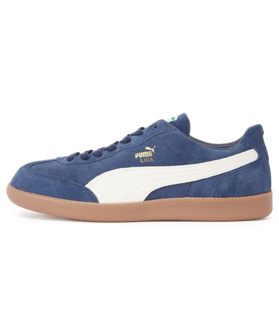 Puma Liga Suede Trainers Sport Shoes Unisex - Blue - Size UK 10.5