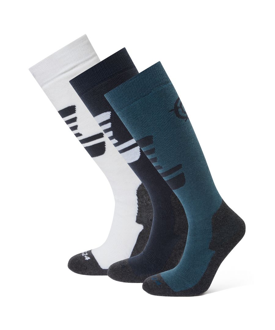 TOG24 Bergenz 3 Pack Womens Ski Socks Dark Indigo/Optic White/Jewel Blue - One Size
