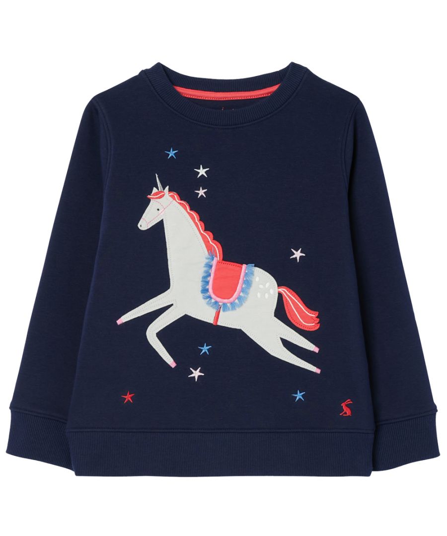 With a sprinkle of sparkle, a dash of colour and a cute character, there's no way this sweatshirt won't be your little one's favourite! Alongside the artwork that has been lovingly dreamed up by our print team, it's got all the functional features you'd want in a sweatshirt including a crew neck, long sleeves and soft jersey fabric. If you're buying this for ages -2 years then you'll notice there is popper fastenings to the shoulders for easy dressing.
