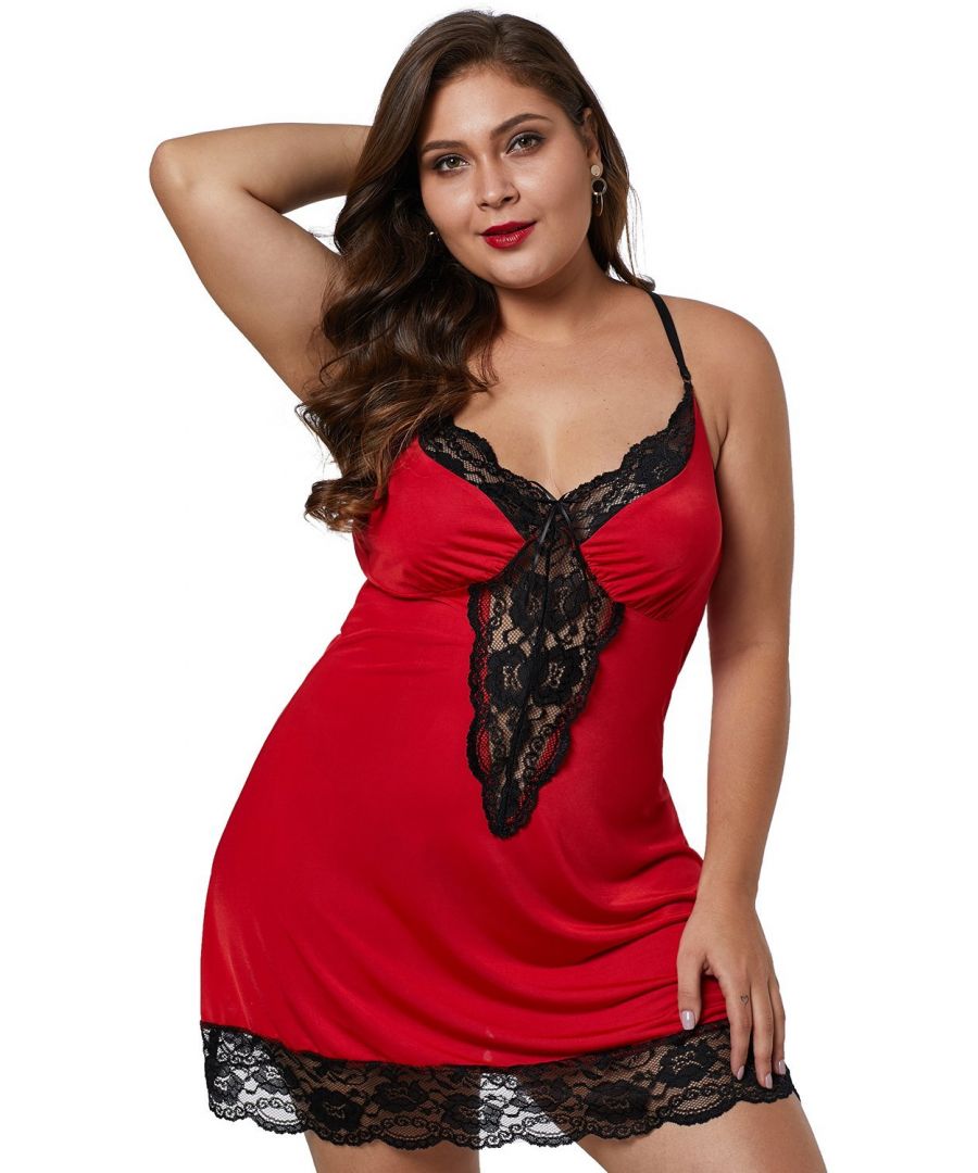 Sexy and sumptuous with soft scallop lace trim on the bust See through soft matching lace V panel on front and back with satin bow detail Finished with soft stretch lace panels with split sides and satin bows Hot selling with different colors and sizes . Plus size lingerie. Azura Exchange include babydoll, chemises, teddies